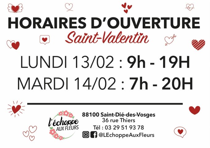 Horaires Saint Valentin